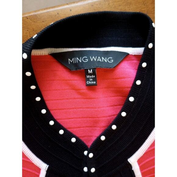 Ming Wang Women's Open Front Cardigan Pink Sz M Textured Old Money Barbie - Picture 6 of 8